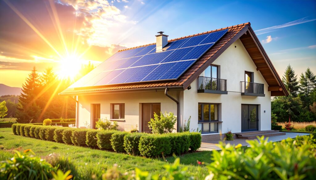 Firefly Una scena realistica e creativa che mostra un impianto fotovoltaico installato su un 93121